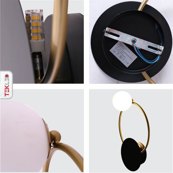 Earth and Moon Wall Light G4 and G9 Fittings in Black White Gold