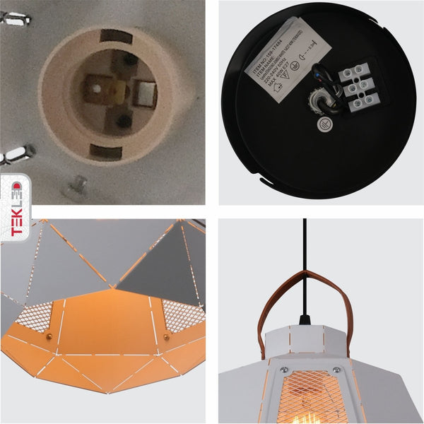 Esagono Pod Lantern Black or White Pendant Ceiling Light E27