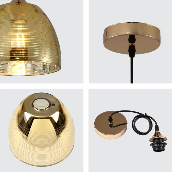Silver Gold Glass Dome Pendant Ceiling Light E27