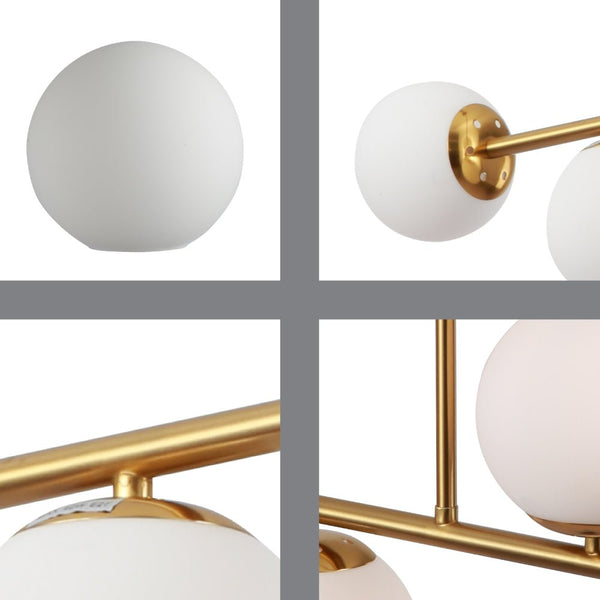 Gold Metal Body Opal Glass Globes Ceiling Light 4xE27 Fittings