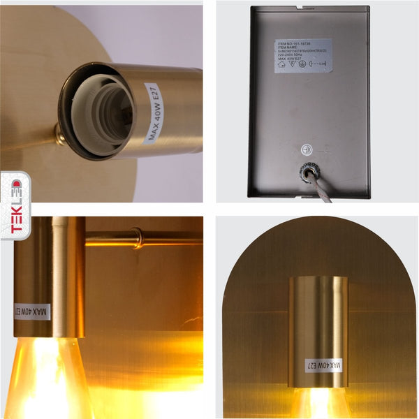 Gold Metal Wall Light E27 Fitting