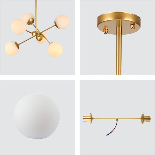 Gold Sputnik Metal Opal Globe Glass Modern Ceiling Light E27 Fittings