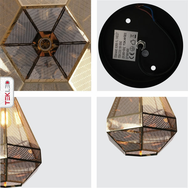 Gold Metal Polyhedral Pendant Ceiling Light E27