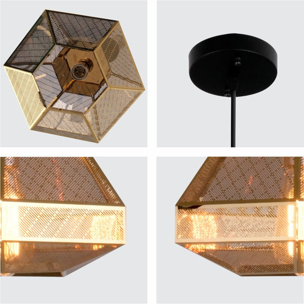 Gold Metal Polyhedral Pendant Ceiling Light E27
