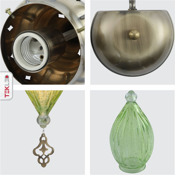 Moroccan Style Antique Brass Glass Oriental Wall Light E27