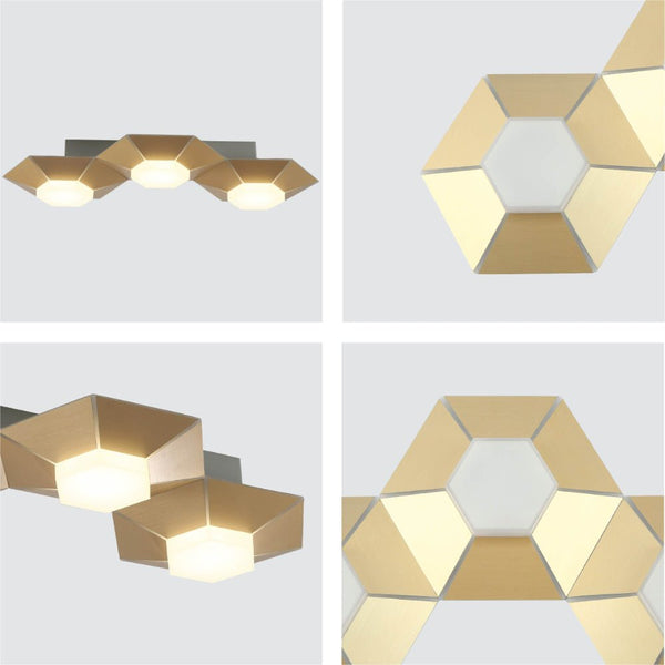 Honeycomb Gold Opal Contemporary Modern Wall Light 4000K Natural Cool White