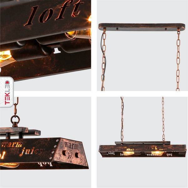 Iron Industrial Island Ceiling Chandelier Light 4xE27