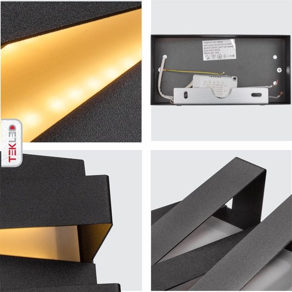 Integrated LED Metal Wall Light 12W Warm White 3000K