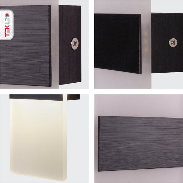 LED Dark Wood Metal Acrylic Wall Light 4W Cool White 4000K