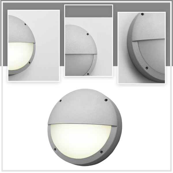 Fool Moon Eyelid LED Diecast Aluminium Round Wall Lamp 20W Cool White 4000K IP54 Grey 275mm