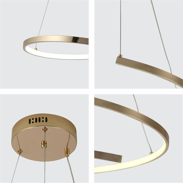 LED Spiral White Chrome Gold Finishing 30W CCT Change Dimmable Contemporary Nordic Scandinavian Pendant Ceiling Light with Remote Control