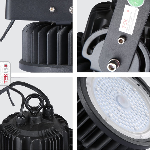 LED UFO Cold Forged Heatsink Highbay Light 100W Cool White 4000K Sand Black IP65