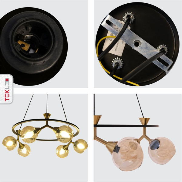 Locanda Amber Glass Island Chandelier Ceiling Light E14