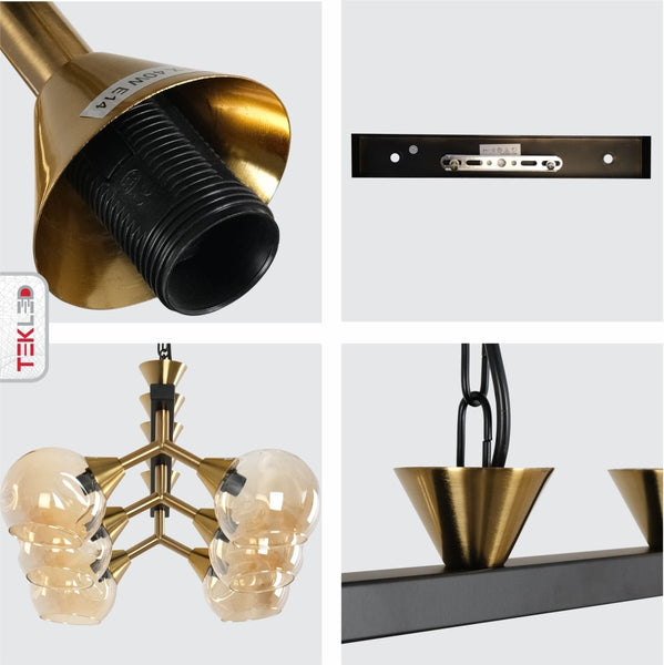 Locanda Amber Glass Island Chandelier Ceiling Light E14