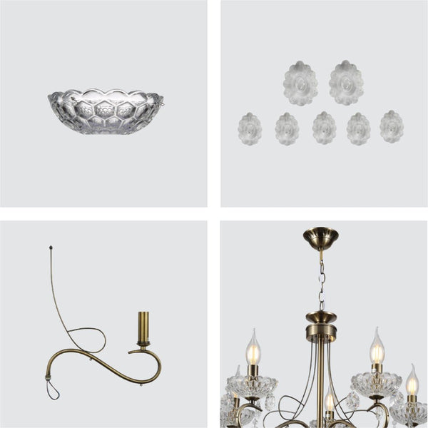 Mary Lillian Mediterranean Elegant Transitional Crystal Chandelier Ceiling Light E14
