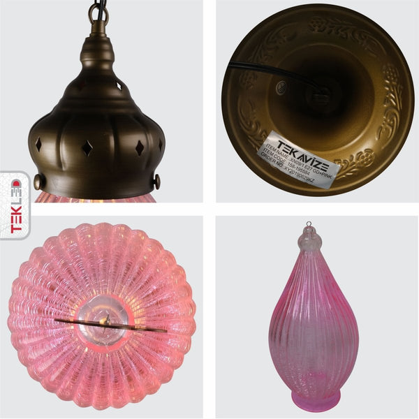 Moroccan Style Antique Brass Glass Oriental Ceiling Pendant Light E27