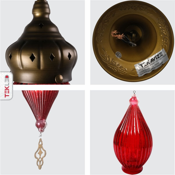 Moroccan Style Antique Brass Glass Oriental Ceiling Pendant Light E27