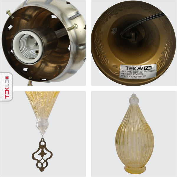 Moroccan Style Antique Brass Glass Oriental Ceiling Pendant Light E27