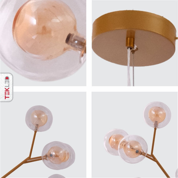 Neuron Model Gold and Amber Chandelier Ceiling Light 27xG4s