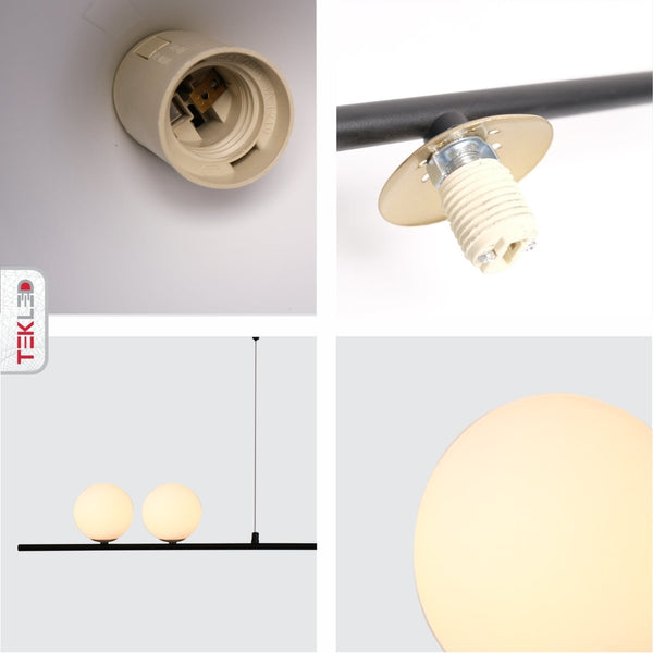 Nordic Modern Island Chandelier Ceiling Light G9 and E27 Black or Gold Funnel Opal Globe