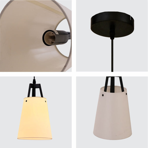 Off White Frustum Fabric Shade Pendant Ceiling Light E14 Fitting