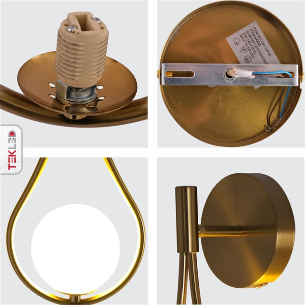 Opal Glass Gold Metal Globe Wall Light G9 Fitting