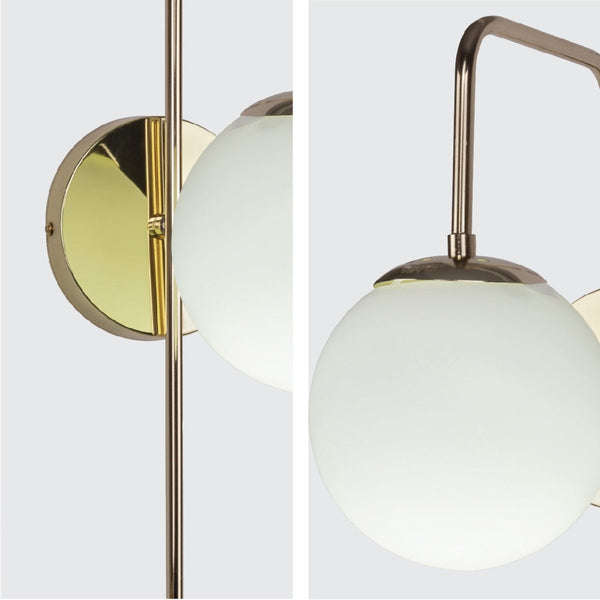 Opal Globe Glass Cane Metal Downward Wall Light