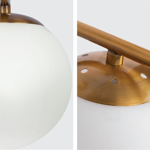 Opal Globe Glass Bronze L Shape Metal Wall Light E27 Fitting