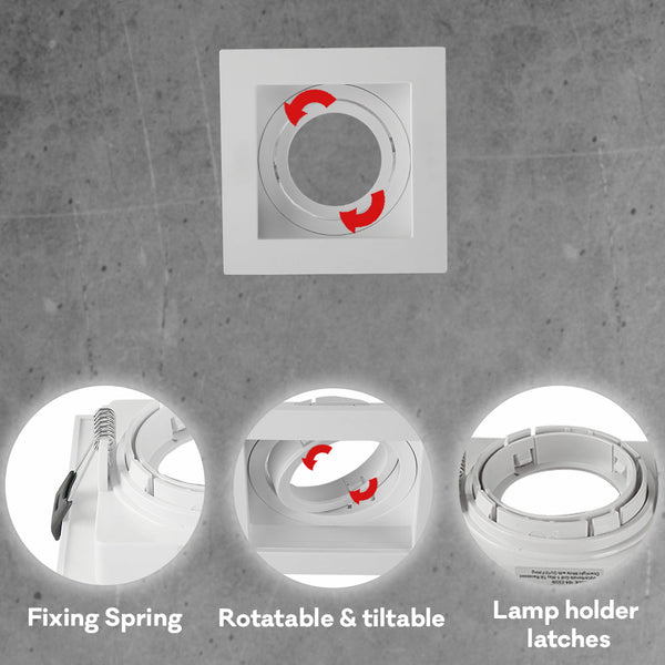 Polycarbonate Rectangle Grill Tilt Recessed Downlight GU10