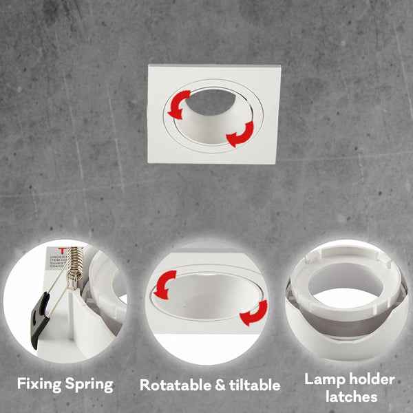 Rectangle Polycarbonate Tilt Recessed Downlight GU10