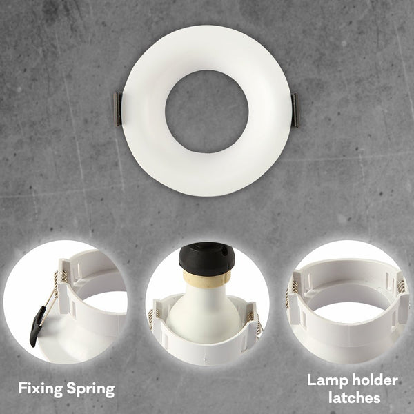 Round Anti Glare Polycarbonate Recessed Fixed Downlight GU10 White or Black