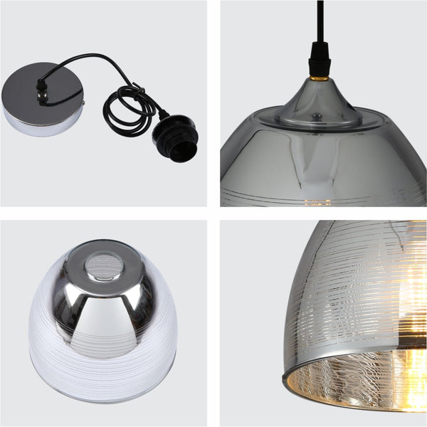 Silver Gold Glass Dome Pendant Ceiling Light E27