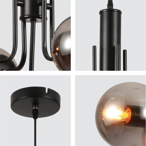 Globe Glass Black Body Pendant Chandelier Ceiling Light E27