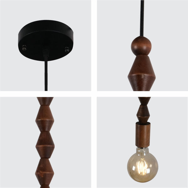 Stone Balance Wood Marble Stack Pendant Ceiling Light E27