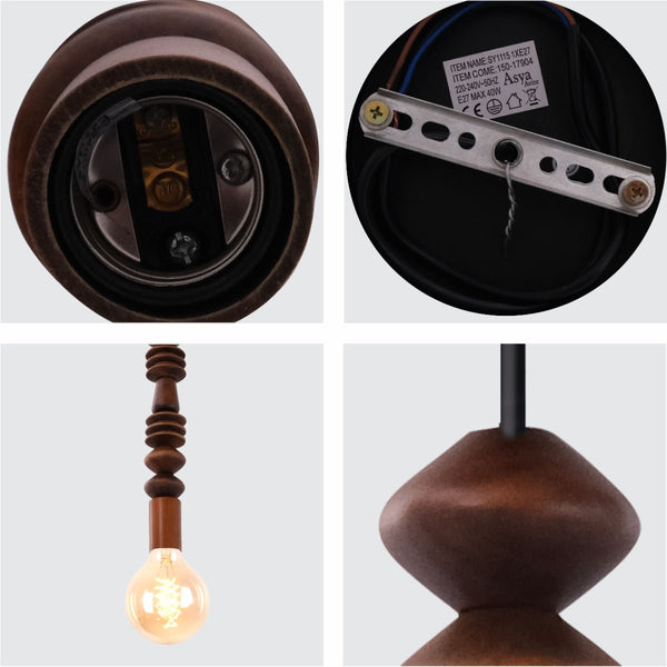 Stone Balance Wood Marble Stack Pendant Ceiling Light E27