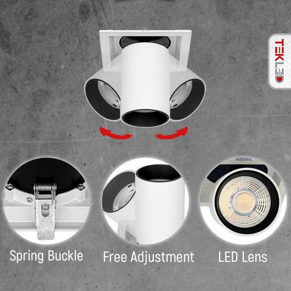 Telescopic Swivel Tilt Adjustable Retractable In-Out LED Rectangle Downlight