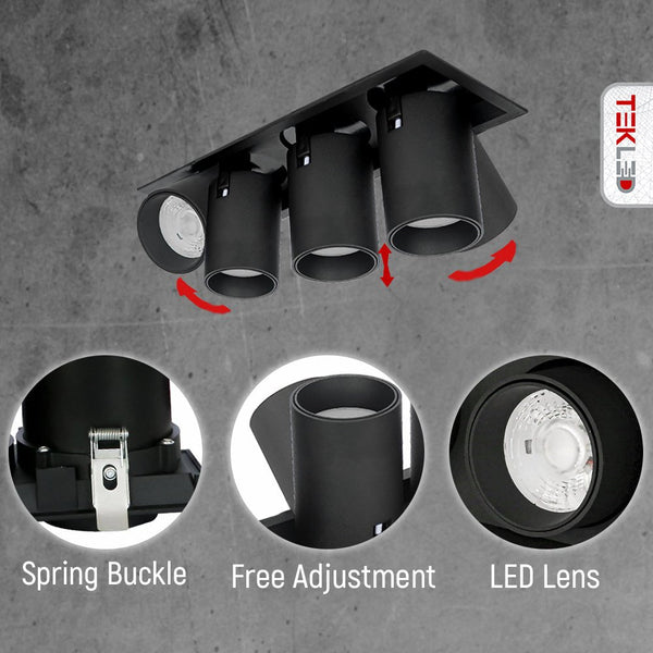 Telescopic Swivel Tilt Adjustable Retractable In-Out LED Rectangle Downlight