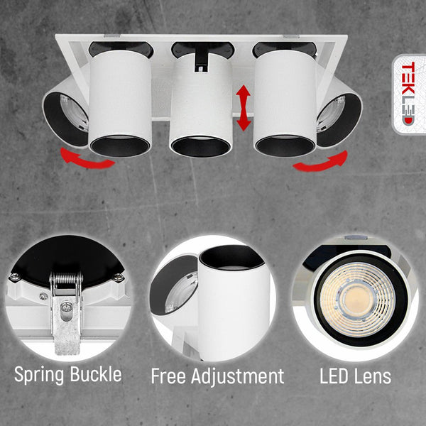 Telescopic Swivel Tilt Adjustable Retractable In-Out LED Rectangle Downlight
