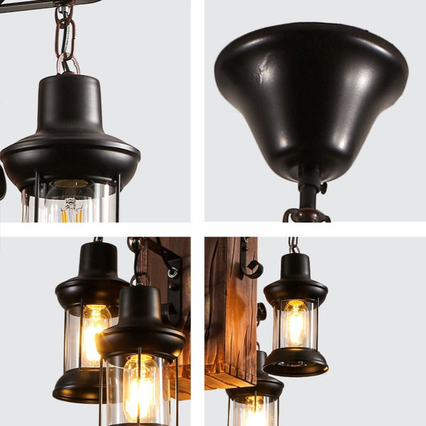 Farmhouse Wood Beam Marine Nautical Kitchen Island Chandelier Ceiling Light