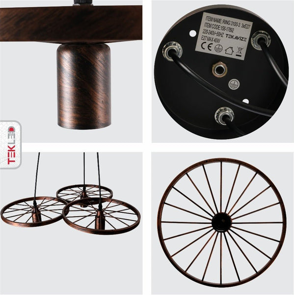 Vintage Industrial Wagon Wheel Chandelier Pendant Ceiling Light E27