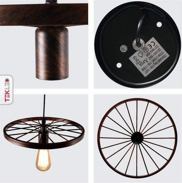 Vintage Industrial Wagon Wheel Chandelier Pendant Ceiling Light E27