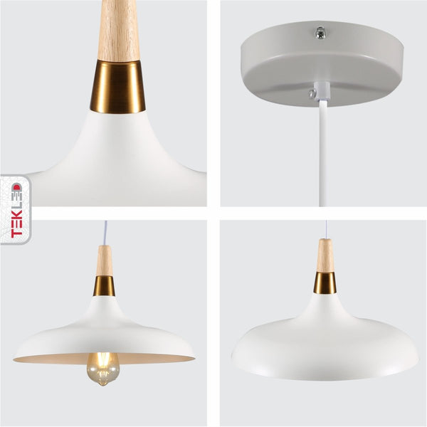 Capo Funnel Cone Flat Nordic Wood Top Designer Metal Pendant Ceiling Light E27