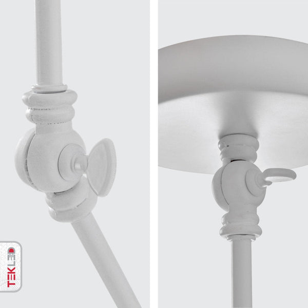 White Metal Hinged Funnel Pendant Ceiling Light E27