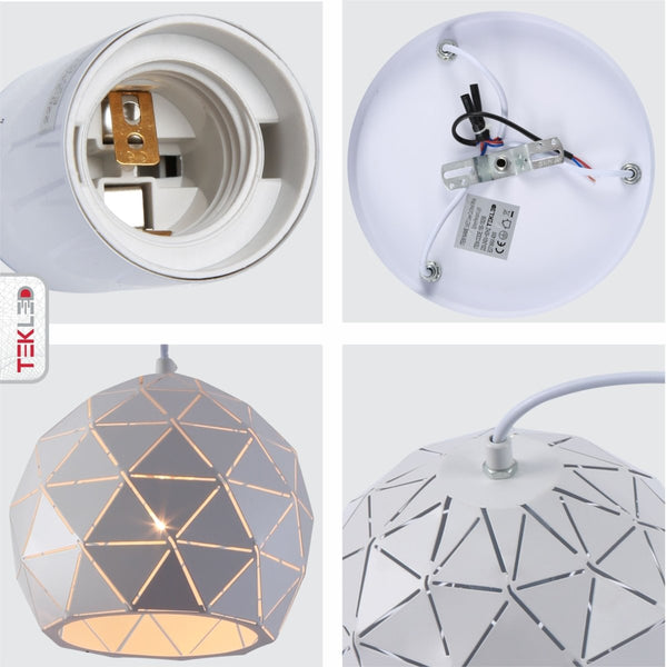 Triangle Laser Cut Metal Globe Pendant Ceiling Light 3xE27