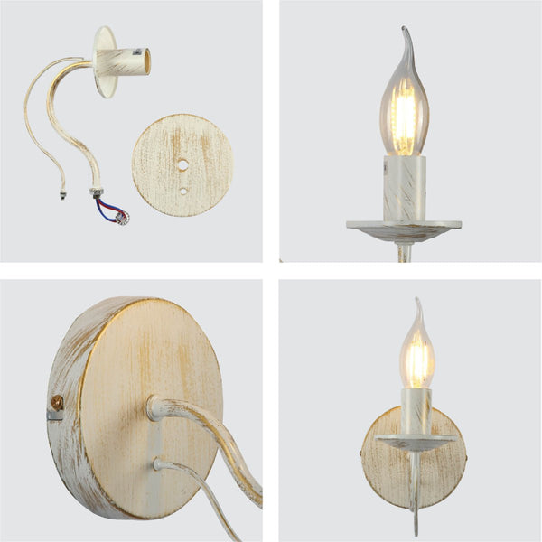 White Rice Metal Wall Light E14 Fitting