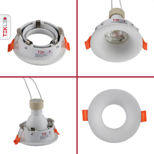 Round or Rectangle White Diecast Aluminium Fixed Downlight GU10 Fitting