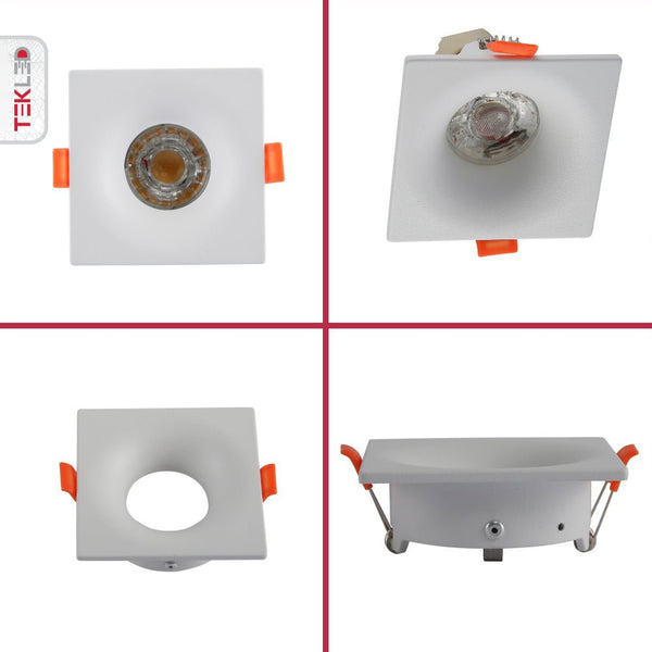 Round or Rectangle White Diecast Aluminium Fixed Downlight GU10 Fitting