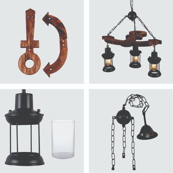 Farmhouse Wood Beam Marine Nautical Kitchen Island Chandelier Ceiling Light
