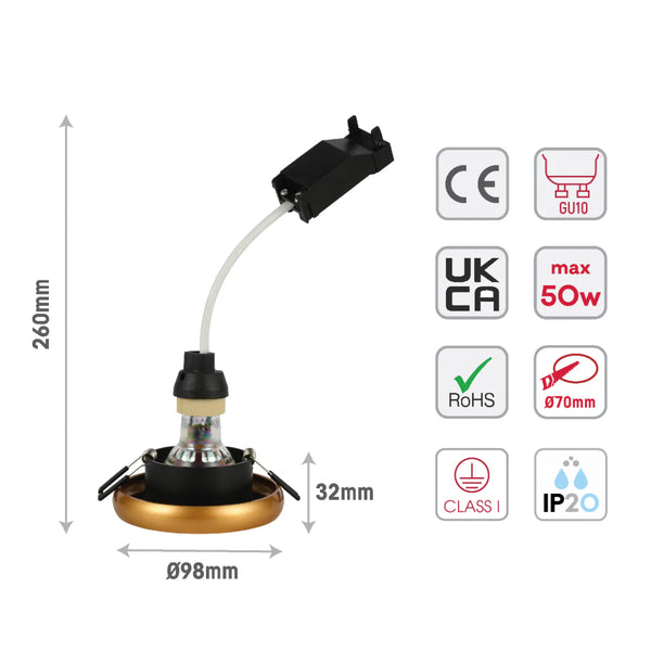Die-Cast Aluminium Fixed GU10 Downlight with Colour-Accented Bezel