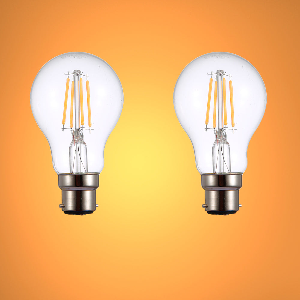 TEKLED
LED Dimmable Filament A60 GLS Bulb B22 Bayonet Cap 6.5W Warm White 2700K - Pack of 2 or 4